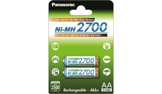 Panasonic akumulators NiMh 2700mAh AA/2B