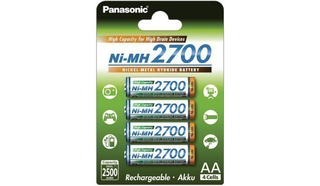 Panasonic аккумуляторные батарейки NiMh 2700mAh AA/4B