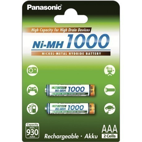 Panasonic аккумуляторные батарейки NiMh 1000mAh AAA/2B