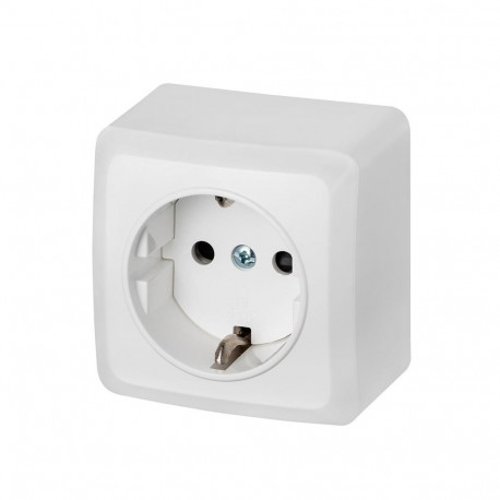 SCHUKO SURFACE SOCKET WHITE