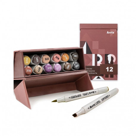 Double-sided Marker Pens ARRTX  Oros, 12 Colours, earth tone shade