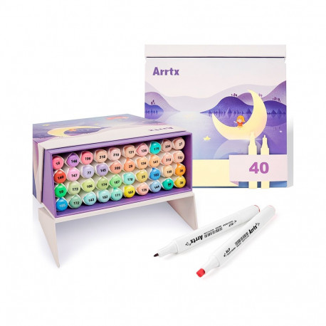 Double-sided Marker Pens ARRTX Alp, 40 Colours, pastel tone shade