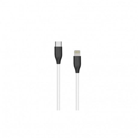 Silicone cable USB Type-C - Lightning (white, 1m)