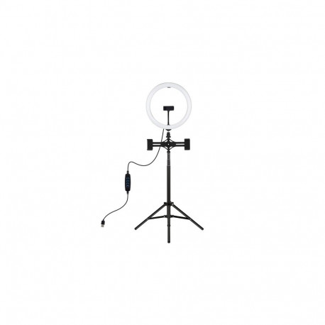 LED Ring Lamp 30cm with Desktop Tripod Mount Up to 165cm and 3 Phone Clamps, USB