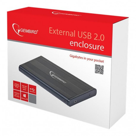 GEMBIRD EE2-U2S-5 HDD/SSD korpus 2.5 SATA jaoks - USB 2.0 alumiinium must
