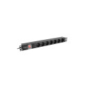 POWER DISTRIBUTION UNIT (PDU) 19" LANBERG 1U 16A 2M 7X SCHUKO OUTLETS BLACK