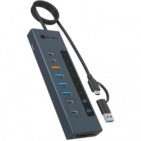IB-HUB1742CR-C2PD (hellblau, USB-A, USB-C, SD, microSD)