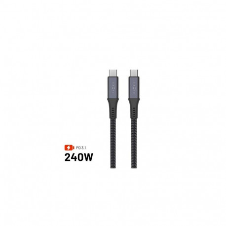 FIXED Braided Cable USB-C/USB-C, 2m, USB4 gen2 20Gbps, 4K 60Hz, 240W, gray