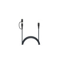 FIXED Braided Cable USB-C/USB-C, Lightning Adapter, 3m, MFi, PD 60W, gray