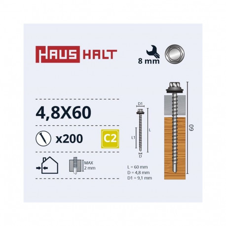 SELF SCREW 4,8X60 WOOD+EPDM ZN (200)