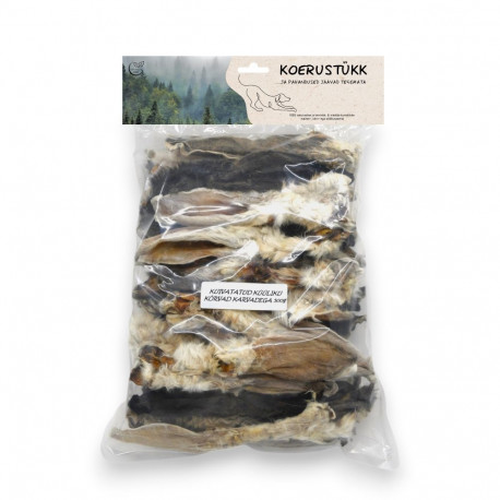 Koerustükk karvadega küüliku kõrvad koerale 500g