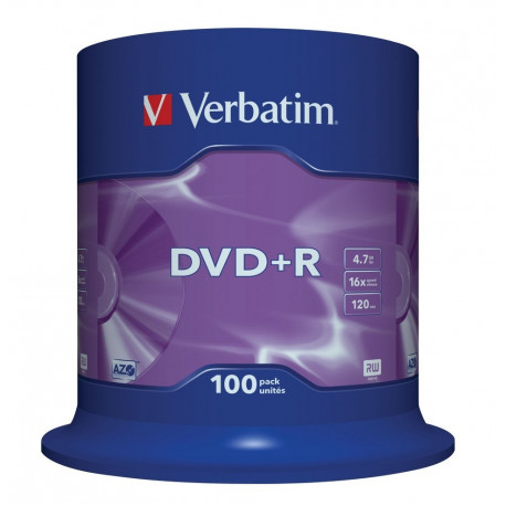 Verbatim DVD discs DVD+R 16x 4.7GB 100P CB Matt Silver 100pcs (43551)