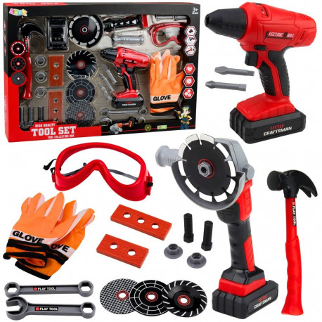Suur laste tööriistakomplekt patareitoitega trell ja lihvija 28 el.