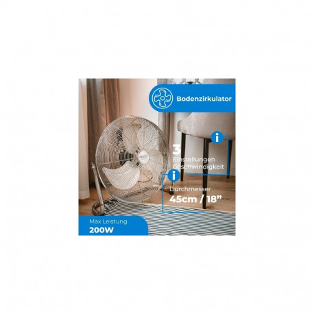 CR 7306 Cyrkulator podłogowy 45 cm, wentylator podłogowy 18?, 3 prędkości, regulacja kąta 125°