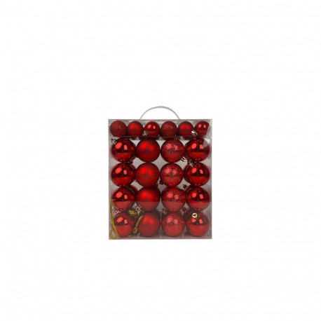 SET BAUBLES PLASTIC RED D4/6CM 50PCS