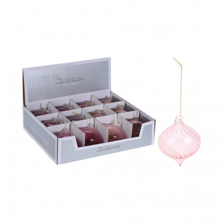 XMAS BALL 8CM PINK GLASS ONION ABR705160