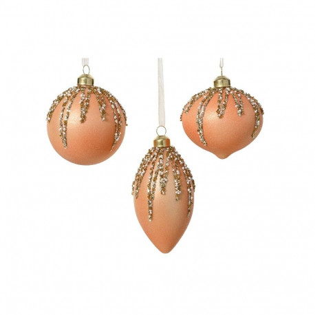 ORNAMENT GLASS PEACH D8CM
