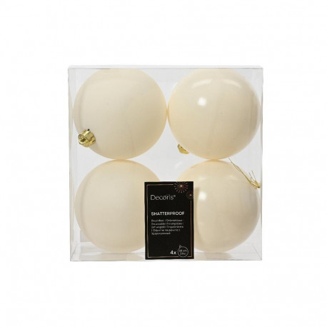 BAUBLES PLASTIC CHRISTM WHITE D10CM 4PCS