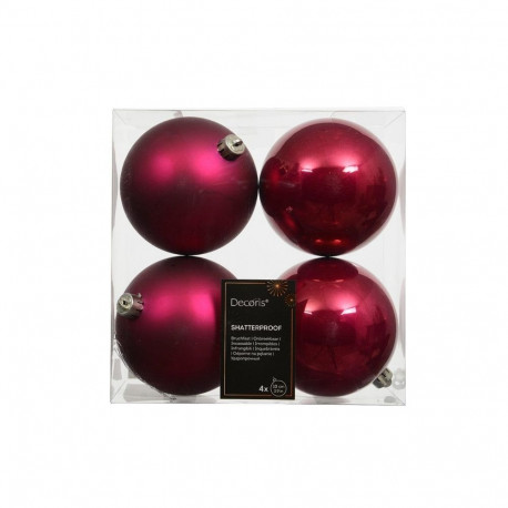 BAUBLES PLASTIC CHRISTM PINK D10CM 4PCS