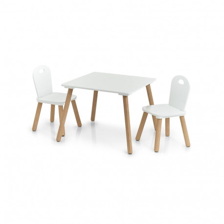 SET 2 CHAIRS DESK SCANDI FOR KIDS WHITE