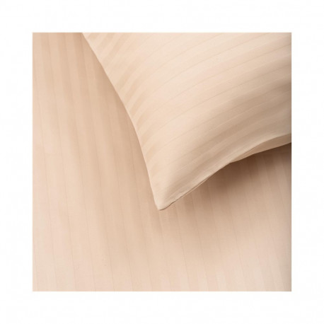 Triibuline satiinist voodipesukomplekt, liivakarva, 140X200