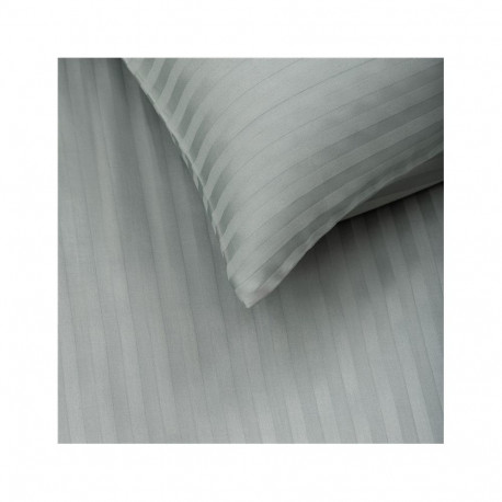 BED COV SET STRIPED SATEEN GREEN 200x220