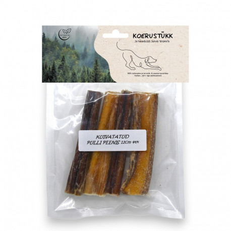 Koerustükk kuivatatud pulli peenis koerale 12cm 4tk
