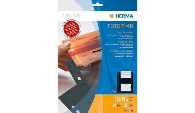 Herma photo sleeve 10x15cm horizontal 10sh, black (7786)