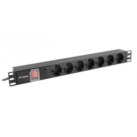 Ülepingekaitsmega rack PDU 19" 1U 10A 7X SCHUKO 2m must C14