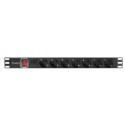 Ülepingekaitsmega rack PDU 19" 1U 10A 7X SCHUKO 2m must C14