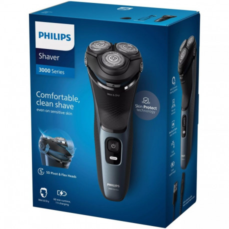 Electric Shaver - Philips 3000 Series S3144/00 Wet & Dry, 60min runtime, Black