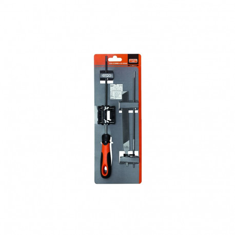Chainsaw sharpening files set with filing guide (two round and one flat)  4,8mm with handle
