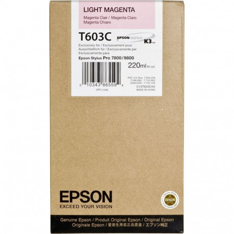 Epson ink cartridge light magenta T 603  220 ml     T 603C