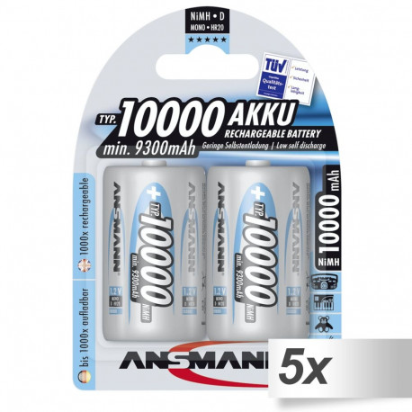 5x2 Ansmann NiMH bat. 10000 Mono D 9300 mAh          5030642