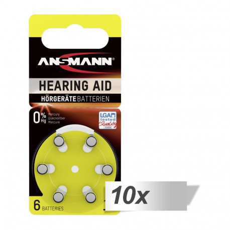 10x6 Ansmann Zinc-Air 10 (PR70) Hearing Aid Batteries