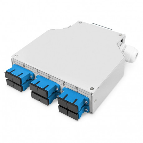 "Digitus LWL-Hutschienenbox, OS2, bestückt, mit SC-Adapter und Pigtail"