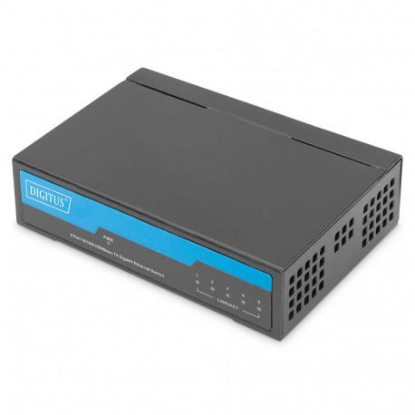 DIGITUS 5-pordiline Gigabit mittehallatav must metallkorpusega võrgulüliti