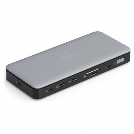 USB-C->HDMI,DP,USBA,USBC,RJ45,DC,Audio hõbedane dokkimisjaam