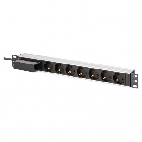 DIGITUS pistikupesaliist 7-pesaline 19" Alu. 1HE, must