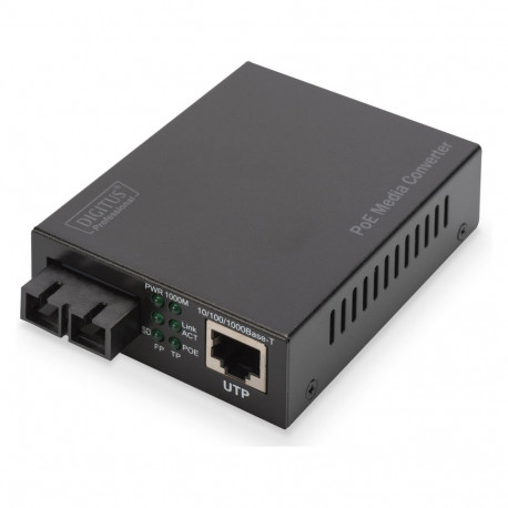 DIGITUS Gigabit PoE ühemoodiline meediakonverter RJ45/SC SM PSE