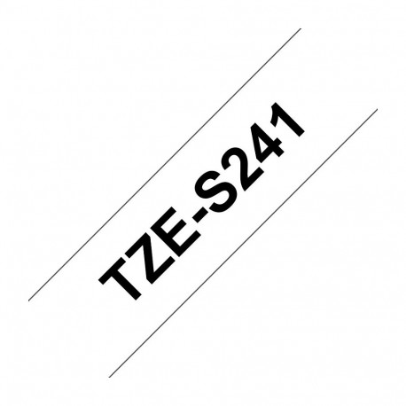 "BROTHER TZES241 Spezialband 18mm 8m schwarz weiss extra-stark-klebend fuer Beschriftungsgeraet"