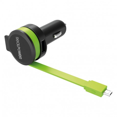 "RealPower KFZ-Ladegerät Charger M 2400mA 1xUSB 1xMicro-USB"