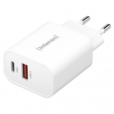 Intenso W30AC toiteadapter, 1x USB-A, 1x USB-C, max. 30 Watt, valge