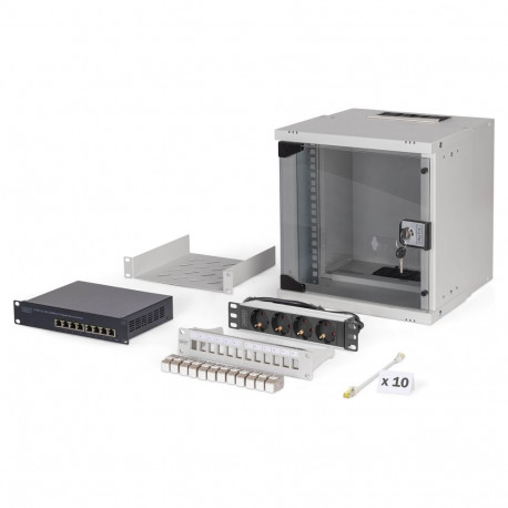 "DIGITUS 10"" Netzwerk-Set 6HE Wandgehuse und Zubehr grau"