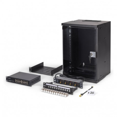 Digitus 10" võrgukomplekt 9HE seinakapp ja tarvikud, must