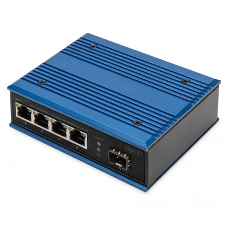 DIGITUS 4-Port Gigabit PoE mittehallatav lüliti + 1 SFP Uplink