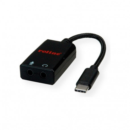 "ROLINE Adapter USB Typ C - 2x 3,5mm Audio, ST/BU, 0,13 m"