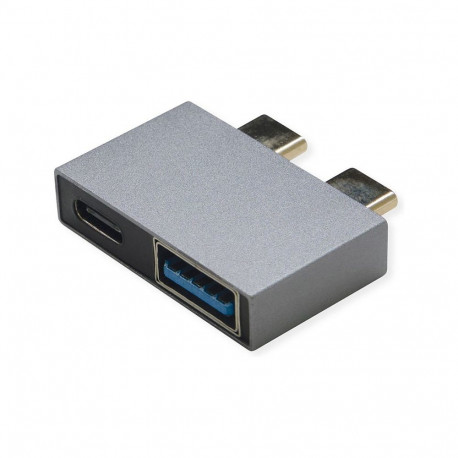 ROLINE USB 3.2 Gen 2 adapter, 2x USB Typ C - 1x Typ A + 1x C, ST/BU, hõbedane