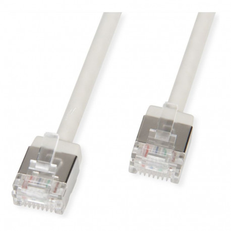 "ROLINE U/FTP DataCenter Patchkabel Cat.6A (Class EA), LSOH, slim, extra kurzer Stecker, grau, 0,5 m