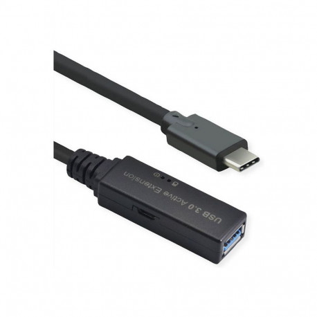 "ROLINE USB 3.2 Gen 1 Aktives Repeater Kabel, Typ A - C, schwarz, 15 m"